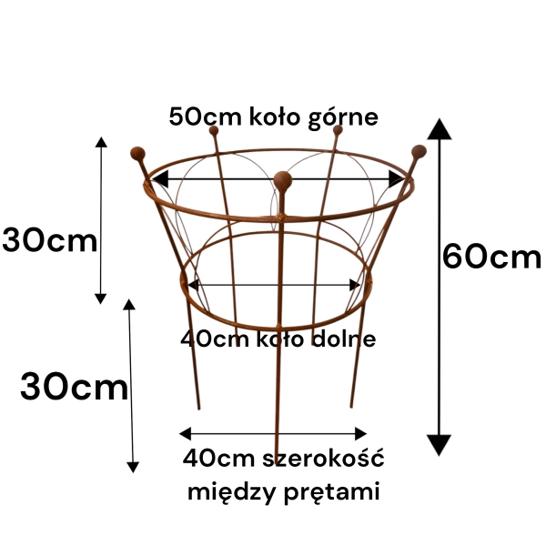 Podpora do roślin krzewów piwonii hortensji podpórki średnica 50cm wysokość 60cm styl 4 SZTUKI
